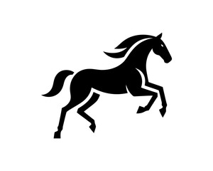 Obraz premium Horse logo design icon symbol vector illustration. Horsepower silhouette logo. Animal logo. Black color horse icon logo vector template.