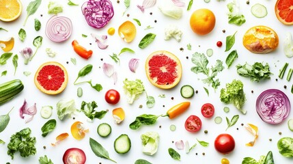 Different vegetables on a white background. Selective focus.