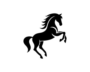 Horse logo design icon symbol vector illustration. Horsepower silhouette logo. Animal logo. Black color horse icon logo vector template.