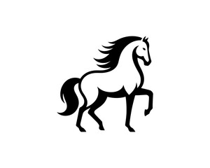 Horse logo design icon symbol vector illustration. Horsepower silhouette logo. Animal logo. Black color horse icon logo vector template.
