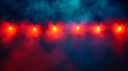 Red & Blue Lights Shine Through Foggy Night