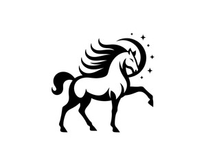 Horse logo design icon symbol vector illustration. Horsepower silhouette logo. Animal logo. Black color horse icon logo vector template.