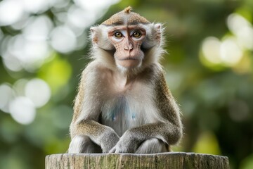 Obraz premium Japan, Yamanouchi, Jigokudani Monkey Park, red-faced macaque with young animal. Beautiful simple AI generated image