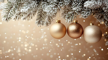 Winter's Elegance: Shimmering Ornaments Adorn Snowy Branches