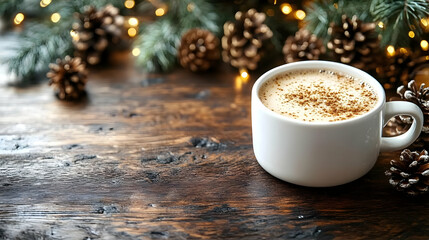 Warm Spiced Drink on Winter Wooden Table