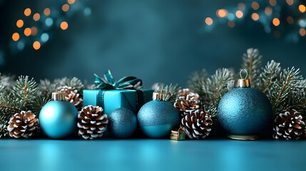 Teal Christmas Decorations: Festive Ornaments, Gift, Pine Cones