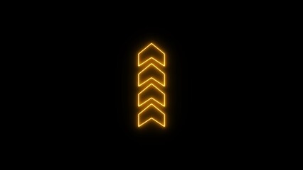 Abstract directional swipe arrow or pointer icon. Neon glowing up arrow illustration. arrow up icon arrows direction.