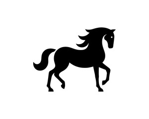 Horse logo design icon symbol vector illustration. Horsepower silhouette logo. Animal logo. Black color horse icon logo vector template.