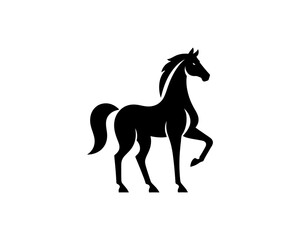 Horse logo design icon symbol vector illustration. Horsepower silhouette logo. Animal logo. Black color horse icon logo vector template.