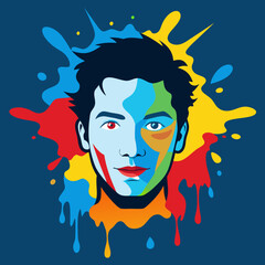 Splatter paint creating an abstract face