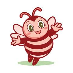 Cute cartoon bee mascot friendly expression big eyes vector style children's illustration
