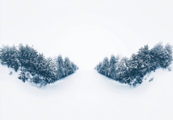 Obraz premium Serene Winter Landscape with Snow-Covered Trees Framing a Snowy Pathway in a Misty Environment Evoking Peace and Tranquility in a Cold Atmosphere
