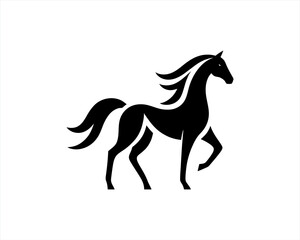 Horse logo design icon symbol vector illustration. Horsepower silhouette logo. Animal logo. Black color horse icon logo vector template.