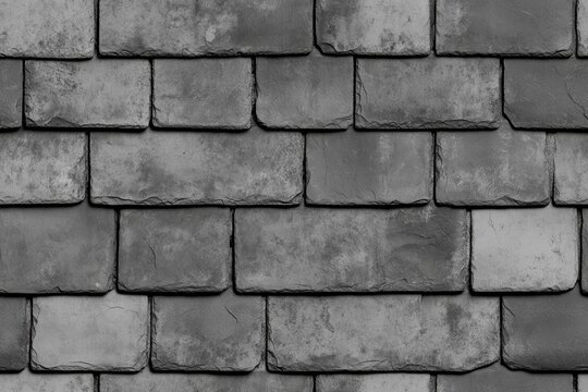 Fototapeta Seamless textured slate roof, showcasing dark gray tiles arranged in a staggered pattern. The surface appears weathered and rustic, highlighting the natural variations in the slate.