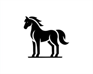 Horse logo design icon symbol vector illustration. Horsepower silhouette logo. Animal logo. Black color horse icon logo vector template.