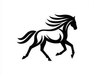 Horse logo design icon symbol vector illustration. Horsepower silhouette logo. Animal logo. Black color horse icon logo vector template.