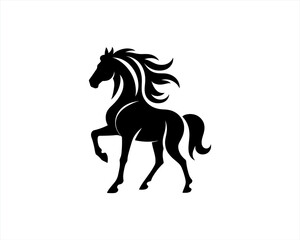 Horse logo design icon symbol vector illustration. Horsepower silhouette logo. Animal logo. Black color horse icon logo vector template.