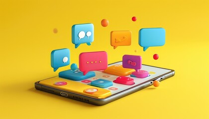 A phone screen with a bunch of colorful chat bubbles