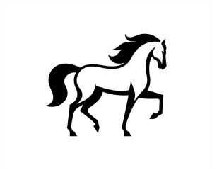 Horse logo design icon symbol vector illustration. Horsepower silhouette logo. Animal logo. Black color horse icon logo vector template.