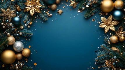 Elegant Teal & Gold Christmas Ornament Frame