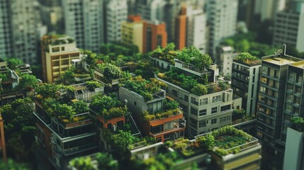 Fototapeta premium A Sprawling Cityscape with Rooftop Gardens