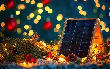 solar panel cozy christmas background professional photo
