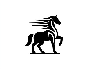 Horse logo design icon symbol vector illustration. Horsepower silhouette logo. Animal logo. Black color horse icon logo vector template.