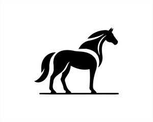 Horse logo design icon symbol vector illustration. Horsepower silhouette logo. Animal logo. Black color horse icon logo vector template.