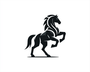 Horse logo design icon symbol vector illustration. Horsepower silhouette logo. Animal logo. Black color horse icon logo vector template.