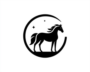 Horse logo design icon symbol vector illustration. Horsepower silhouette logo. Animal logo. Black color horse icon logo vector template.
