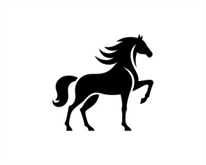 Horse logo design icon symbol vector illustration. Horsepower silhouette logo. Animal logo. Black color horse icon logo vector template.
