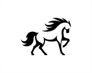 Horse logo design icon symbol vector illustration. Horsepower silhouette logo. Animal logo. Black color horse icon logo vector template.