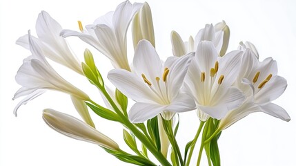Elegant White Lilies with Delicate Petals and Vibrant Green Stems