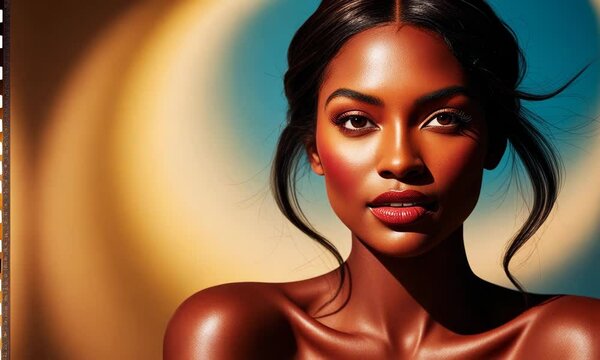 Beautiful young mixed race woman in a fashion pose. Retro style beauty