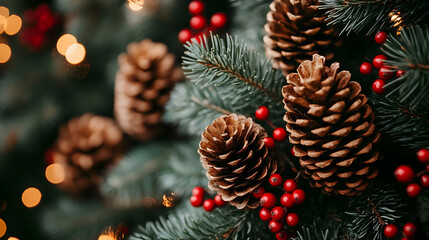 Winter Holiday: Festive Pine Cones & Berries