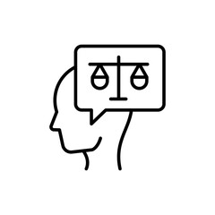 Social justice outline icons, minimalist vector illustration ,simple transparent graphic element .Isolated on white background