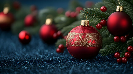 Red Glitter Christmas Ornaments Decorate Festive Season