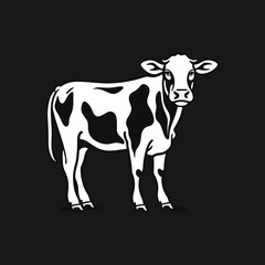 Elegant Silhouette Of A Black And White Cow Vector Illustration