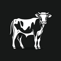 Elegant Silhouette Of A Black And White Cow Vector Illustration