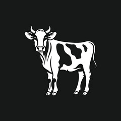 Elegant Silhouette Of A Black And White Cow Vector Illustration