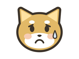 困り果てた表情のかわいい柴犬の顔アイコンイラスト