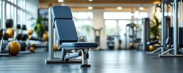 Fototapeta premium Gym Interior, Black Floor with Sleek Equipment, Greenery in Industrial Backdrop, Empty and Inviting Workout Space
