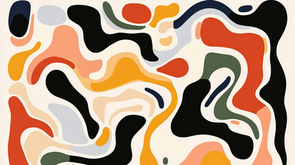 Abstract shapes and colors create vibrant, chaotic background full of energy