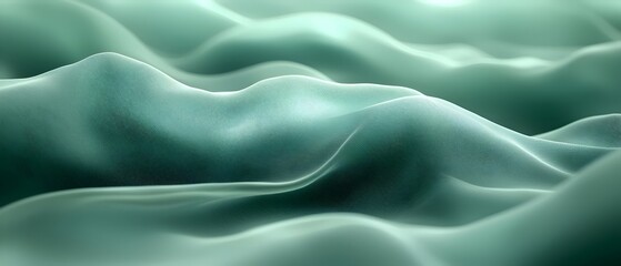 Obraz premium An abstract close-up of smooth, flowing waves in a soothing teal color, creating a serene and tranquil mood with gentle curves and soft textures.