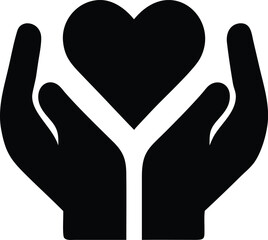 Hand With Heart vector icon. Can be used for printing, mobile and web applications