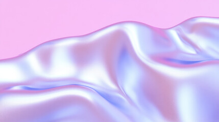 Obraz premium Soft, flowing fabric with shiny, iridescent surface against pink background