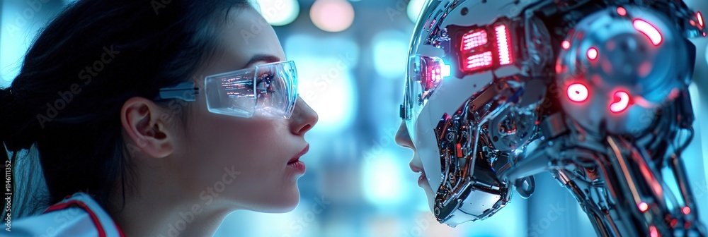 Aufkleber Robotics engineers testing AI-driven robots for industrial automation
