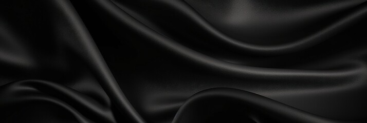 Fototapeta premium Luxurious Black Silk Satin Fabric with Smooth Texture and Elegant Drapery for Fashion and Design Applications
