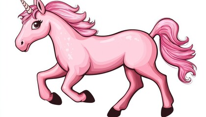 Cute pink unicorn, vector illustration isolated on white for kidsa?? designs