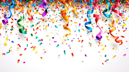 Fototapeta premium Colorful confetti and ribbons create festive atmosphere for celebrations